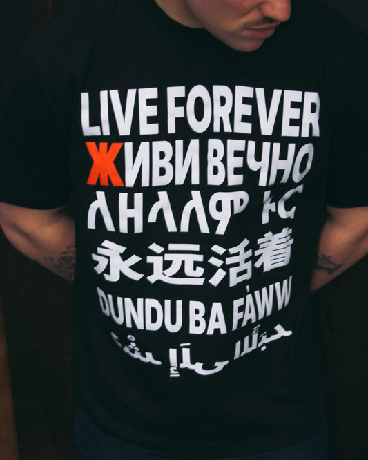 Camiseta LIVE FOREVER Negro